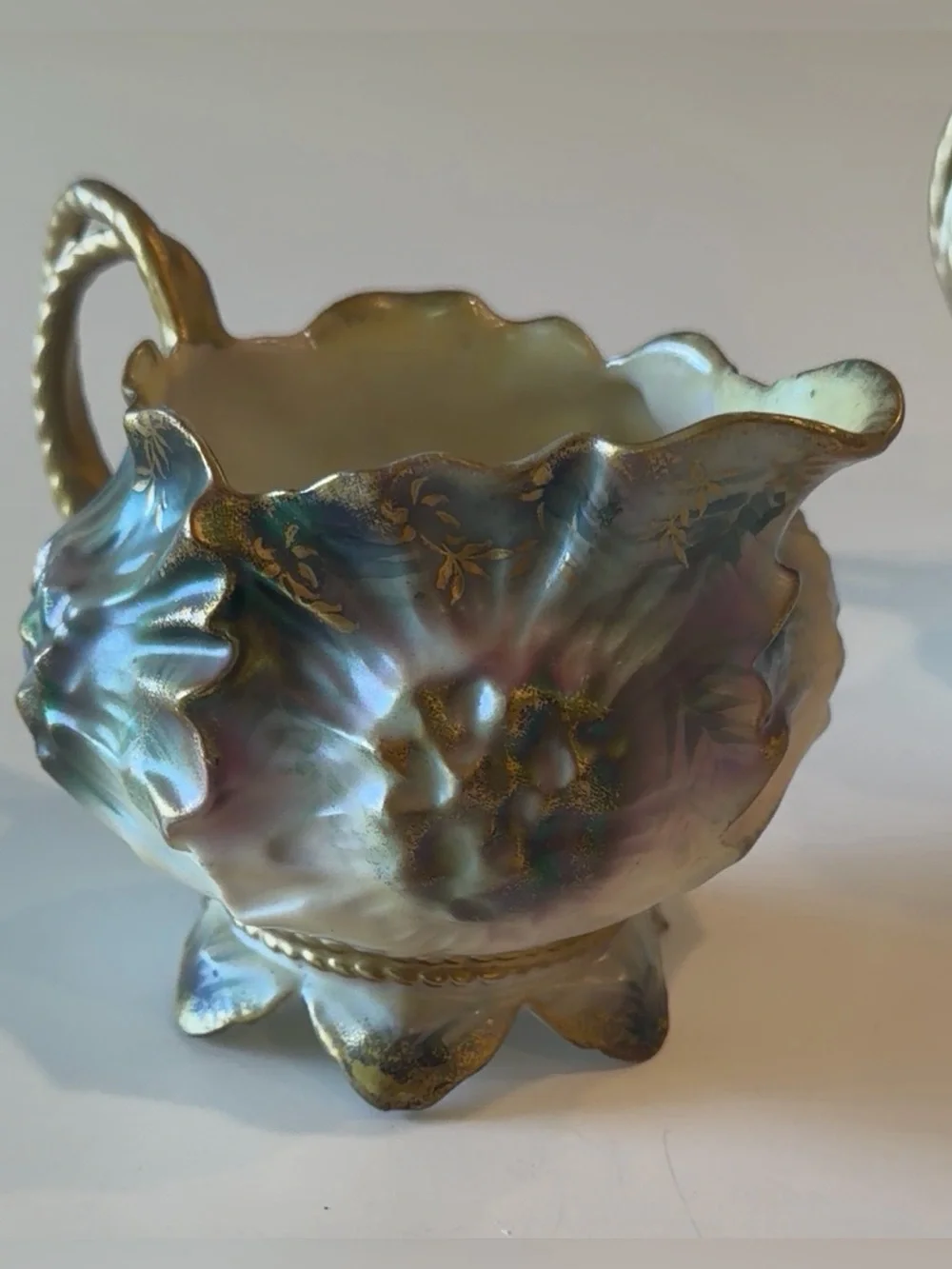 RARE RS PRUSSIA SUNFLOWER (MOLD 626) PORCELAIN SUGAR AND CREAMER SET